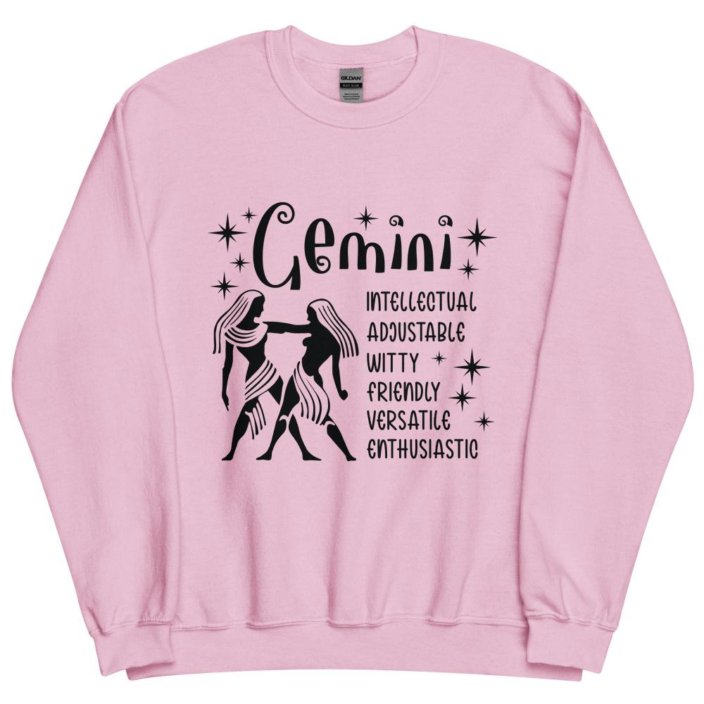Gemini Zodiac Positive Traits Sweatshirt - Light Pink Color - https://ascensionemporium.net